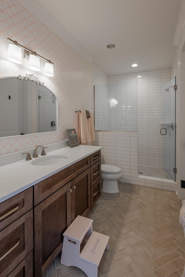 2026 Eliot Rd, Franklin, TN 37064 - bathroom with vanity, a shower stall, and toilet
