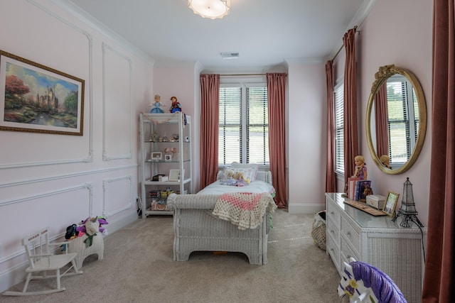2026 Eliot Rd, Franklin, TN 37064 - bedroom featuring multiple windows, light colored carpet, and ornamental molding