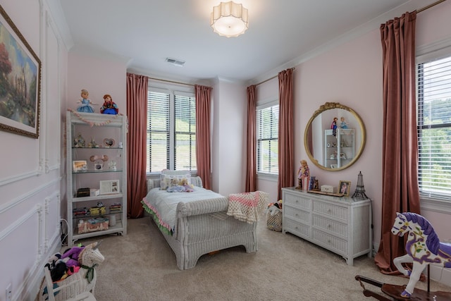 2026 Eliot Rd, Franklin, TN 37064 - bedroom with multiple windows, light colored carpet, and crown molding