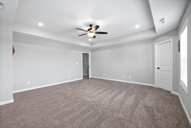 324 Kildeer Dr, Clarksville, TN 37040 - empty room with carpet floors, ceiling fan, a raised ceiling, and recessed lighting