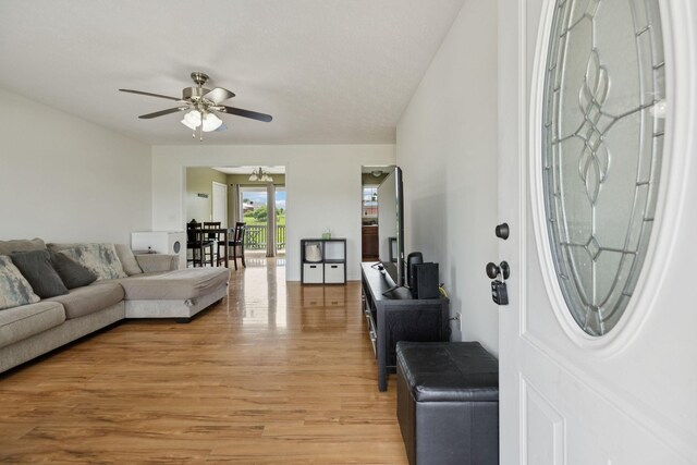 1809 Mosley Ferry Rd, Chapmansboro, TN 37035 - entryway featuring light wood-style flooring and a ceiling fan
