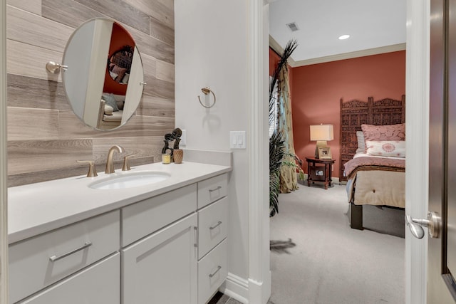 238 Pelham Dr, Brentwood, TN 37027 - bathroom featuring connected bathroom, vanity, recessed lighting, and baseboards