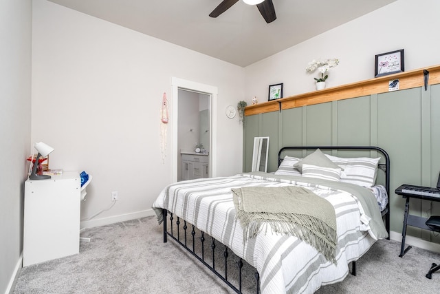 604 Birdie Dr, Spring Hill, TN 37174 - carpeted bedroom featuring baseboards, a ceiling fan, and ensuite bathroom