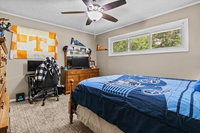 210 Lankford St, Bruceton, TN 38317 - carpeted bedroom with ornamental molding and ceiling fan