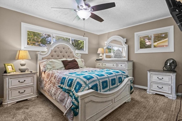 210 Lankford St, Bruceton, TN 38317 - bedroom featuring carpet, a textured ceiling, and ceiling fan