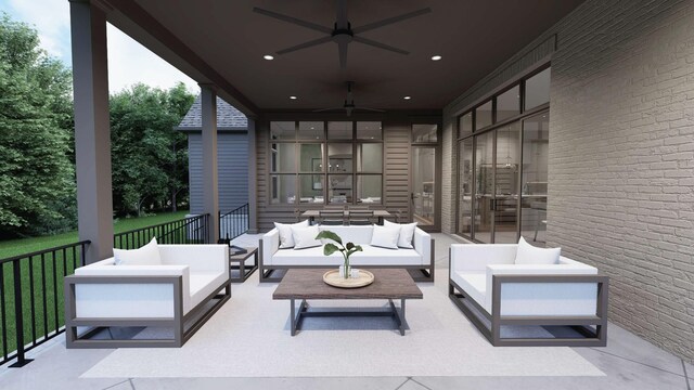 1316 Mcquiddy Rd, Nashville, TN 37221 - view of patio featuring an outdoor living space and a ceiling fan