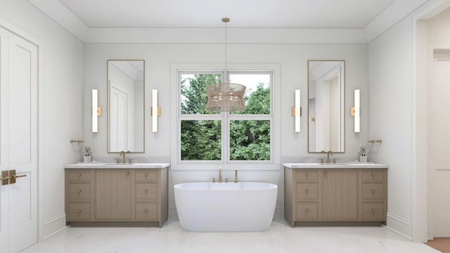 1316 Mcquiddy Rd, Nashville, TN 37221 - full bath with marble finish flooring, two vanities, and a soaking tub