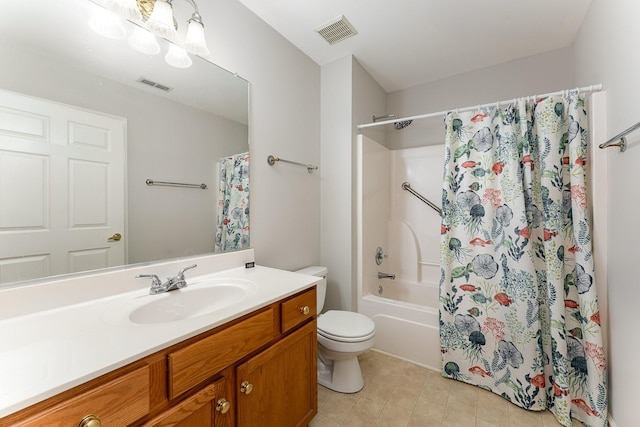 646 Forest Glen Cir, Murfreesboro, TN 37128 - full bathroom featuring vanity, toilet, shower / bath combination with curtain, and tile patterned floors