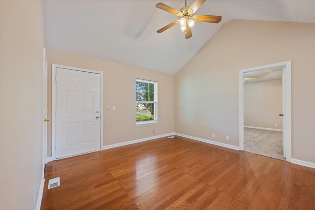 104 Hillcreek Ct, Portland, TN 37148 - unfurnished room with light wood finished floors, lofted ceiling, ceiling fan, and baseboards