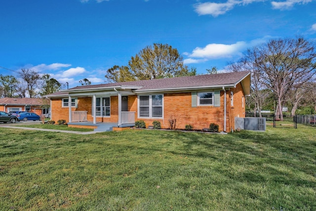 101 Walnut St, Smyrna, TN 37167 - ranch-style house featuring covered porch, brick siding, and central air condition unit