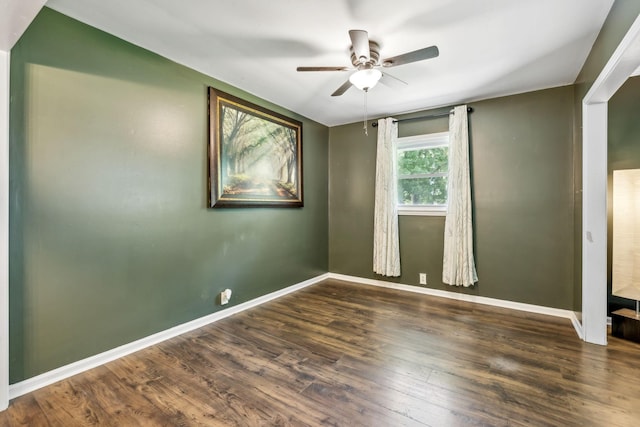 414 Ashe Ave, New Johnsonville, TN 37134 - spare room with ceiling fan, wood finished floors, and baseboards
