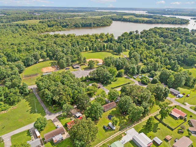 414 Ashe Ave, New Johnsonville, TN 37134 - aerial overview of property's location featuring a large body of water and a heavily wooded area