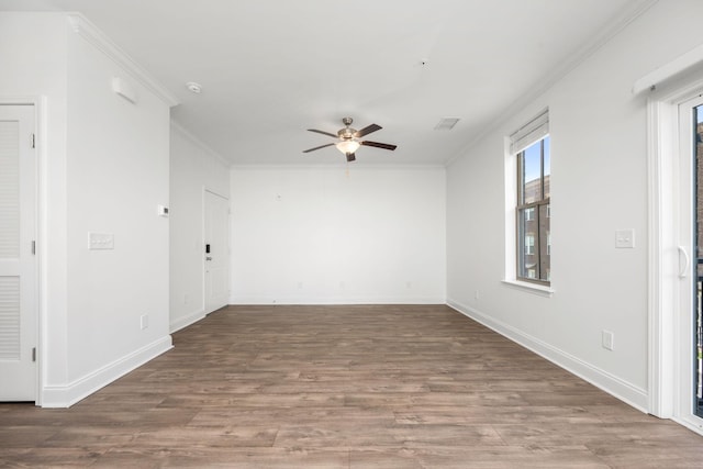 1021 Vida Way Unit 202, Nolensville, TN 37135 - unfurnished room featuring ceiling fan, ornamental molding, wood finished floors, and baseboards