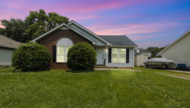 221 Pitts Ave, Old Hickory, TN 37138 - ranch-style house featuring a lawn, a shingled roof, and brick siding