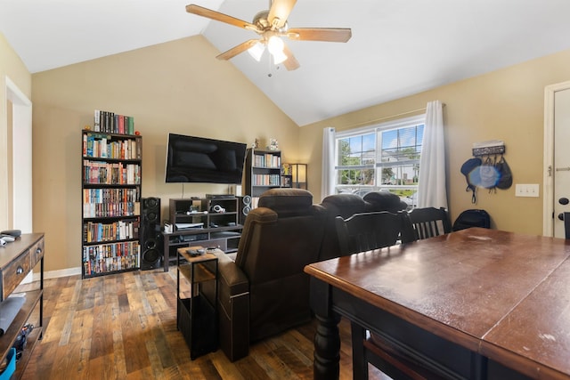 221 Pitts Ave, Old Hickory, TN 37138 - living area with ceiling fan, hardwood / wood-style floors, and vaulted ceiling