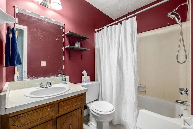 3225 Towne Village Rd E, Antioch, TN 37013 - full bathroom with toilet, vanity, shower / bathtub combination with curtain, and a textured ceiling