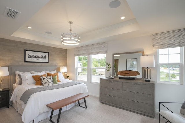 5047 Dayflower Dr, Hermitage, TN 37076 - bedroom with a raised ceiling, baseboards, light carpet, recessed lighting, and ornamental molding