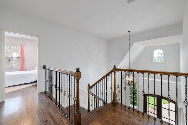 1825 Barnstaple Ln, Brentwood, TN 37027 - stairway with wood finished floors and a chandelier
