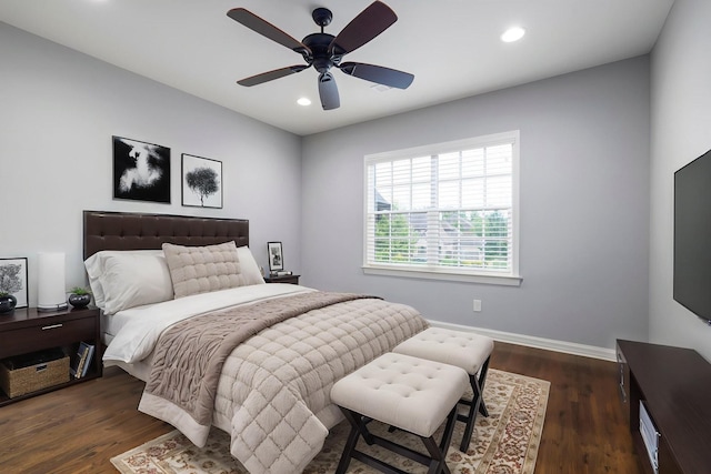 1825 Barnstaple Ln, Brentwood, TN 37027 - bedroom with recessed lighting, dark wood-type flooring, baseboards, and a ceiling fan