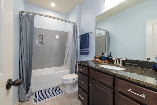 1825 Barnstaple Ln, Brentwood, TN 37027 - bathroom with shower / tub combo, vanity, tile patterned floors, and toilet