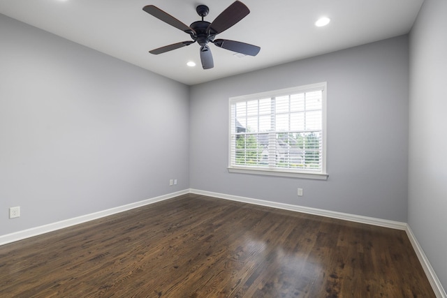 1825 Barnstaple Ln, Brentwood, TN 37027 - empty room with baseboards, dark wood-type flooring, recessed lighting, and a ceiling fan
