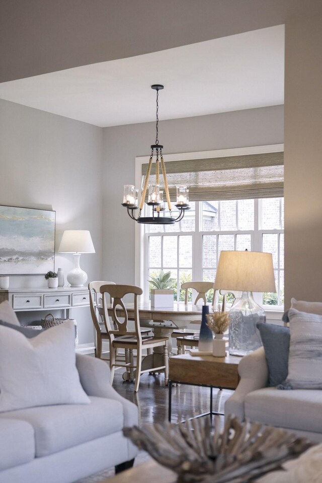 1825 Barnstaple Ln, Brentwood, TN 37027 - living room featuring a chandelier and wood finished floors
