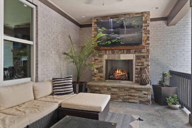 1076 Pretender Way, Columbia, TN 38401 - view of patio with an outdoor living space with a fireplace