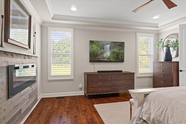 1076 Pretender Way, Columbia, TN 38401 - bedroom with ornamental molding, wood finished floors, recessed lighting, baseboards, and a raised ceiling