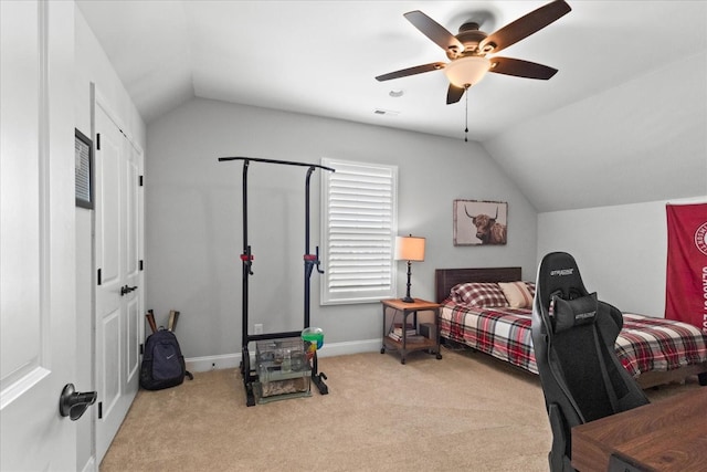 1076 Pretender Way, Columbia, TN 38401 - carpeted bedroom featuring lofted ceiling, ceiling fan, and baseboards