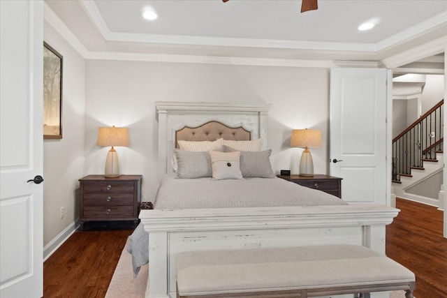 1076 Pretender Way, Columbia, TN 38401 - bedroom with wood finished floors, crown molding, baseboards, a raised ceiling, and recessed lighting