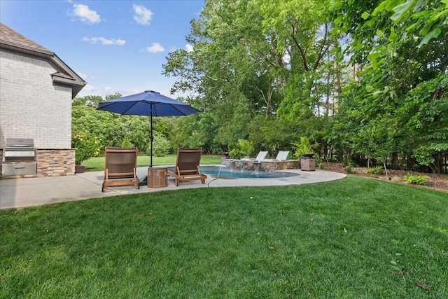 1076 Pretender Way, Columbia, TN 38401 - view of green lawn with a patio area, an outdoor kitchen, and an outdoor pool