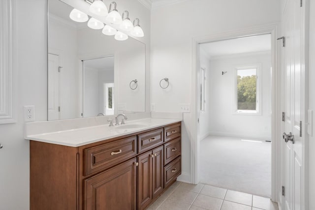254 Davis Rd, Lebanon, TN 37087 - bathroom featuring vanity, tile patterned flooring, and ornamental molding
