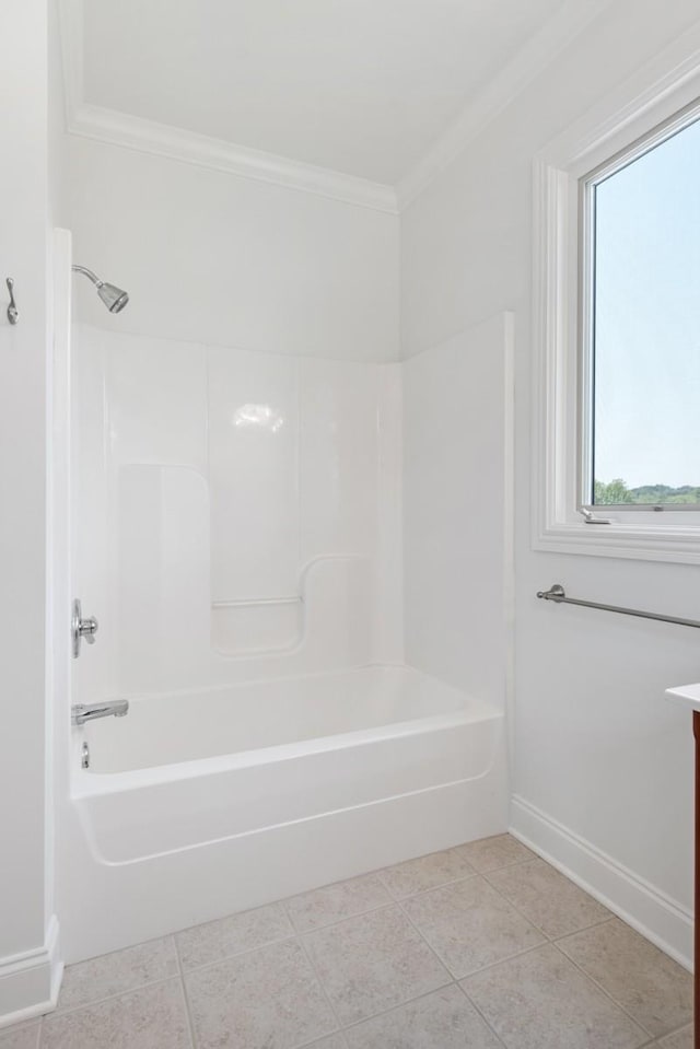 254 Davis Rd, Lebanon, TN 37087 - full bath with crown molding, shower / bath combination, baseboards, tile patterned floors, and vanity