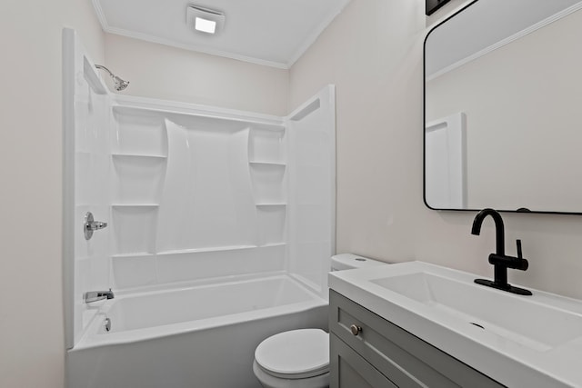 2504 Cecelia Ave, Maryville, TN 37804 - bathroom featuring toilet, vanity, tub / shower combination, and crown molding