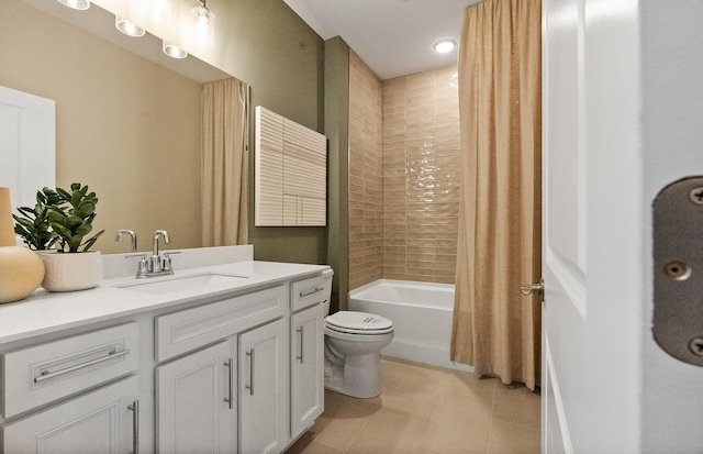 318 Sharp Way, Murfreesboro, TN 37128 - bathroom with toilet, vanity, tile patterned floors, and shower / bath combo