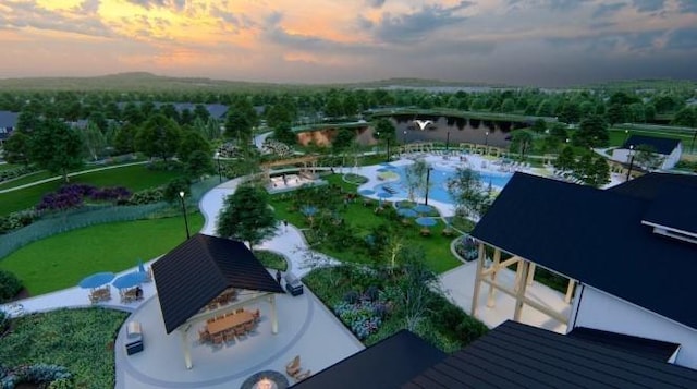 318 Sharp Way, Murfreesboro, TN 37128 - aerial view at dusk of a water view and view of pool