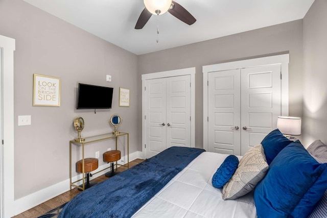 3303 Gallatin Pike Unit 202, Nashville, TN 37216 - bedroom featuring baseboards, wood finished floors, and ceiling fan