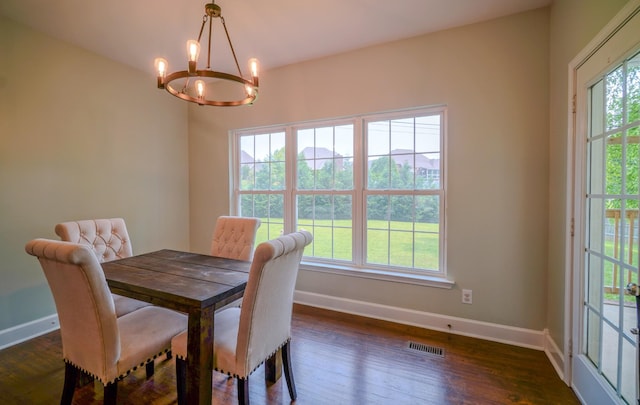 3302 Foxtrot Ct, Spring Hill, TN 37174 - dining space featuring a chandelier, baseboards, and dark wood finished floors