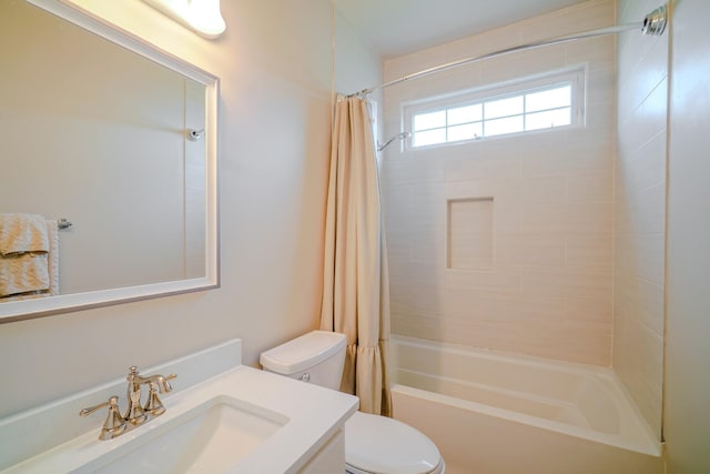 3302 Foxtrot Ct, Spring Hill, TN 37174 - full bathroom with vanity, toilet, and shower / bathtub combination with curtain