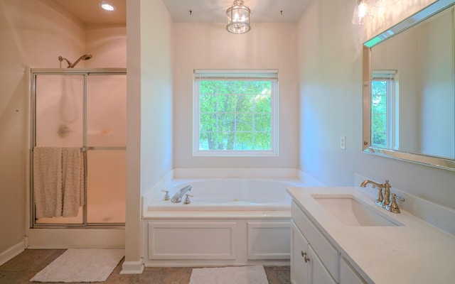 3302 Foxtrot Ct, Spring Hill, TN 37174 - full bath with vanity, plenty of natural light, a shower stall, and a bath