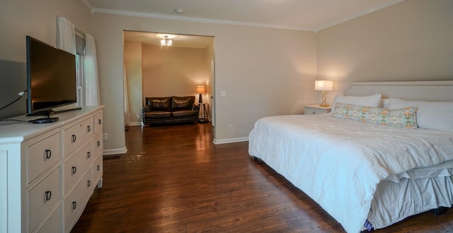 3302 Foxtrot Ct, Spring Hill, TN 37174 - bedroom featuring dark wood-style flooring, baseboards, and crown molding