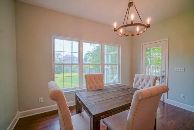 3302 Foxtrot Ct, Spring Hill, TN 37174 - dining room with a chandelier, baseboards, and dark wood-style floors