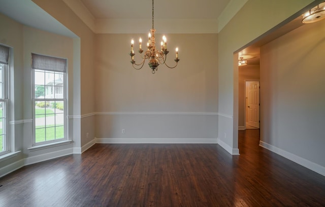 3302 Foxtrot Ct, Spring Hill, TN 37174 - unfurnished room with a chandelier, dark wood-style floors, and baseboards