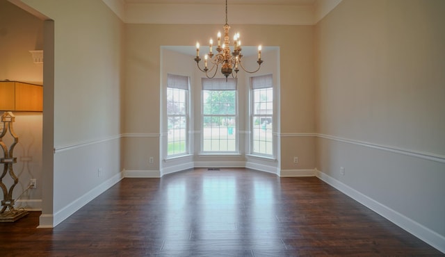 3302 Foxtrot Ct, Spring Hill, TN 37174 - spare room featuring a chandelier, dark wood-style floors, and baseboards