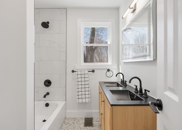 408 Adair Rd, Nashville, TN 37214 - full bath featuring double vanity, shower / washtub combination, and baseboards