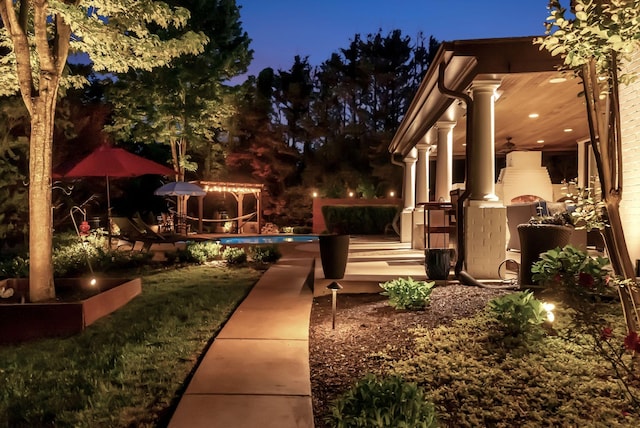106 Ashton Park Blvd, Franklin, TN 37067 - view of yard with an outdoor pool, a ceiling fan, and a gazebo