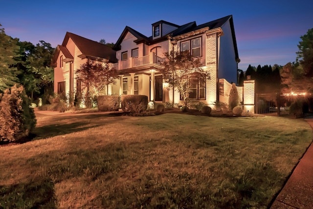 106 Ashton Park Blvd, Franklin, TN 37067 - view of front of house featuring a balcony and a lawn