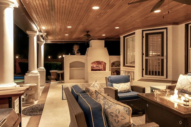 106 Ashton Park Blvd, Franklin, TN 37067 - view of patio / terrace with ceiling fan and an outdoor living space with a fireplace