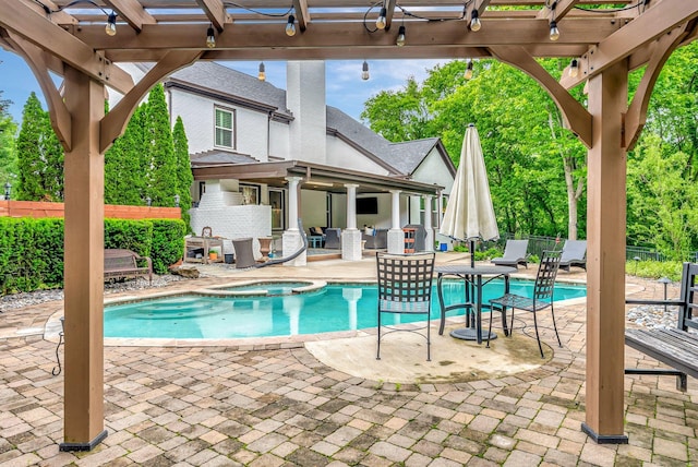 106 Ashton Park Blvd, Franklin, TN 37067 - view of swimming pool featuring a patio area, a pergola, and a pool with connected hot tub