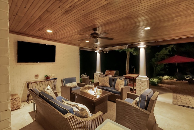 106 Ashton Park Blvd, Franklin, TN 37067 - view of patio / terrace featuring a ceiling fan and an outdoor living space with a fire pit